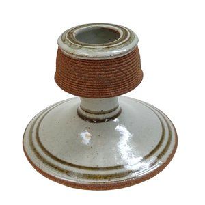 Candle Holder Pottery Hand Thrown Neutral Colors 3.5 Inches Tall